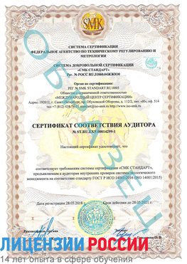 Образец сертификата соответствия аудитора №ST.RU.EXP.00014299-1 Георгиевск Сертификат ISO 14001
